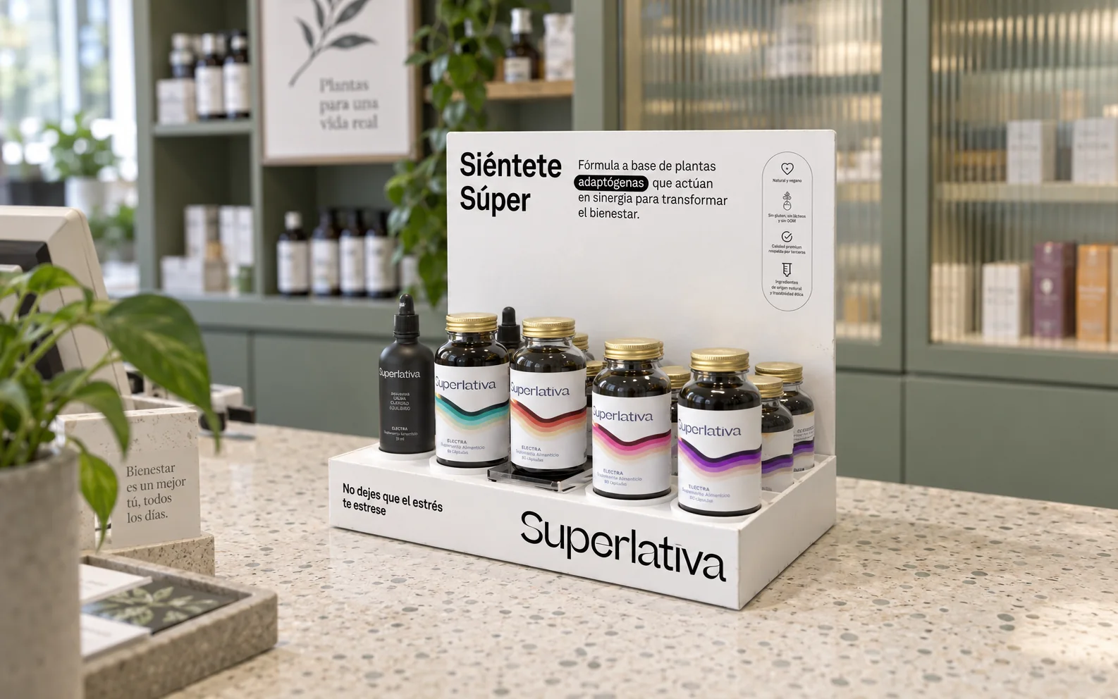 Display de sobremesa para suplementos Superlativa