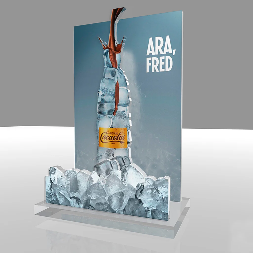 Display promocional de temporada en hielo para Cacaolat