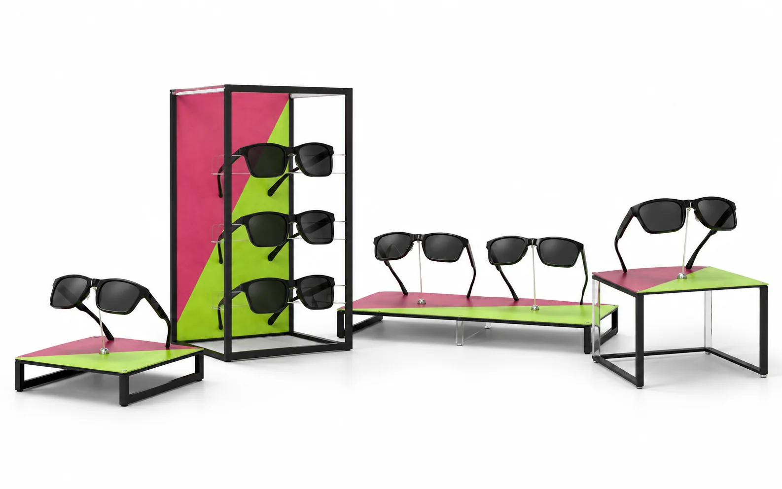 Expositor de sobremesa de color para gafas de sol